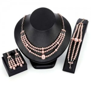 European Alloy Beads Tassel Design Women Wholesale Fashion Jewelry Set