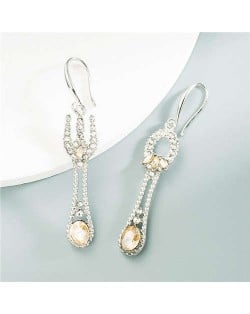 Fork and Spoon Asymetrical Rhinestone Women Wholesale Earrings - Champagne
