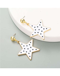 Korean Fashion Cute Pentagrams Design Women Wholesale Costume Earrings - White