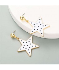 Korean Fashion Cute Pentagrams Design Women Wholesale Costume Earrings - White