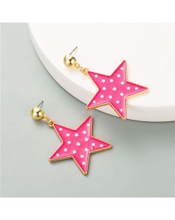 Korean Fashion Cute Pentagrams Design Women Wholesale Costume Earrings - Rose