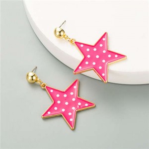 Korean Fashion Cute Pentagrams Design Women Wholesale Costume Earrings - Rose