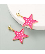 Korean Fashion Cute Pentagrams Design Women Wholesale Costume Earrings - Rose
