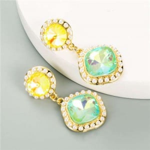 Geometric Shining Gem Design U.S. High Fashion Women Alloy Dangle Wholesale Earrings - Light Green