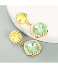 Geometric Shining Gem Design U.S. High Fashion Women Alloy Dangle Wholesale Earrings - Light Green