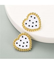 Cute Vintage Heart Design Korean Fashion Wholesale Women Stud Earrings - White