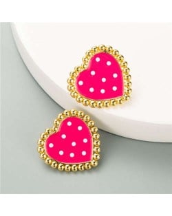 Cute Vintage Heart Design Korean Fashion Wholesale Women Stud Earrings - Rose