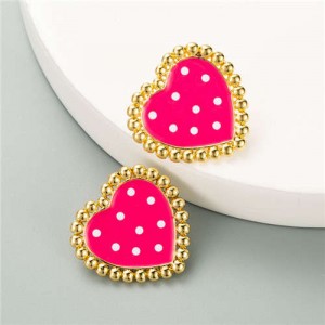Cute Vintage Heart Design Korean Fashion Wholesale Women Stud Earrings - Rose