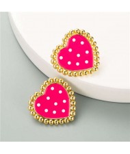 Cute Vintage Heart Design Korean Fashion Wholesale Women Stud Earrings - Rose