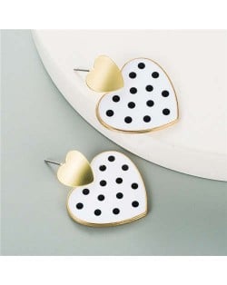 Adorable Heart Design Korean Style Women Fashion Wholesale Earrings - White