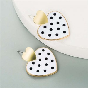 Adorable Heart Design Korean Style Women Fashion Wholesale Earrings - White