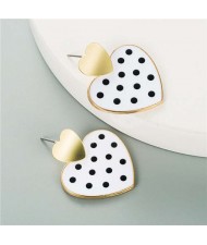 Adorable Heart Design Korean Style Women Fashion Wholesale Earrings - White