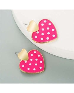 Adorable Heart Design Korean Style Women Fashion Wholesale Earrings - Rose