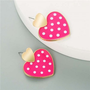 Adorable Heart Design Korean Style Women Fashion Wholesale Earrings - Rose