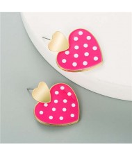 Adorable Heart Design Korean Style Women Fashion Wholesale Earrings - Rose