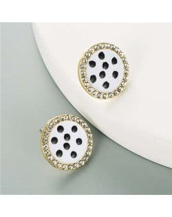 Round Button Design U.S. High Fashion Women Wholesale Earrings - White