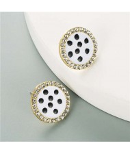 Round Button Design U.S. High Fashion Women Wholesale Earrings - White