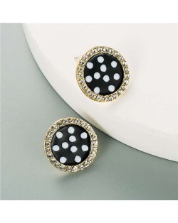 Round Button Design U.S. High Fashion Women Wholesale Earrings - Black