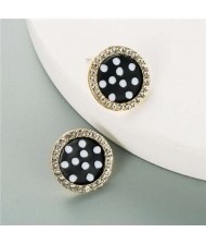 Round Button Design U.S. High Fashion Women Wholesale Earrings - Black