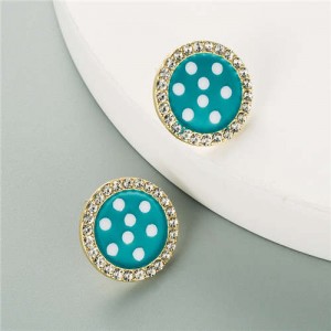 Round Button Design U.S. High Fashion Women Wholesale Earrings - Teal