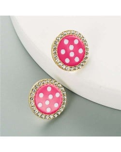 Round Button Design U.S. High Fashion Women Wholesale Earrings - Rose