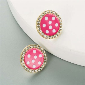 Round Button Design U.S. High Fashion Women Wholesale Earrings - Rose