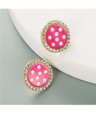 Round Button Design U.S. High Fashion Women Wholesale Earrings - Rose