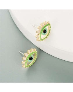 Enamel Eye Design European and U.S. High Fashion Women Wholesale Costume Earrings - Green