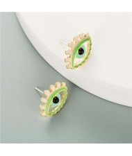 Enamel Eye Design European and U.S. High Fashion Women Wholesale Costume Earrings - Green