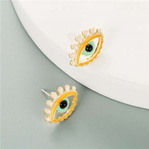 Enamel Eye Design European and U.S. High Fashion Women Wholesale Costume Earrings - Orange