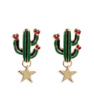 Cactus and Golden Star Combo Design U.S. High Fashion Women Wholesale Earrings