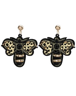 European Style Black Bee Design Vintage Fashion Women Stud Earrings