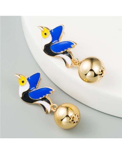 Enamel Flying Birds U.S. High Fashion Women Wholesale Earrings - Blue