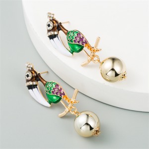 Enamel Flying Birds U.S. High Fashion Women Wholesale Earrings - Pink