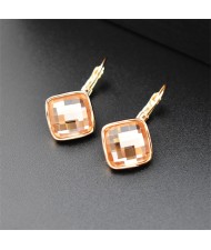 Champagne Square Austrian Crystal Rose Gold Rimmed Stud Earrings