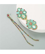 Bohemian Fashion Asymmetric Design Flowers Style Women Costume Wholesale Earrings