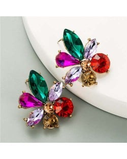 Shining Flowers Design U.S. Party Fashion Women Wholesale Costume Earrings - Multicolor