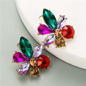 Shining Flowers Design U.S. Party Fashion Women Wholesale Costume Earrings - Multicolor