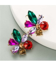 Shining Flowers Design U.S. Party Fashion Women Wholesale Costume Earrings - Multicolor