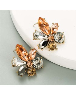 Shining Flowers Design U.S. Party Fashion Women Wholesale Costume Earrings - Champagne
