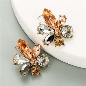 Shining Flowers Design U.S. Party Fashion Women Wholesale Costume Earrings - Champagne