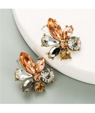 Shining Flowers Design U.S. Party Fashion Women Wholesale Costume Earrings - Champagne