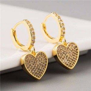Shining Heart U.S. Fashion 18K Gold Plated Wholesale Huggies Earrings