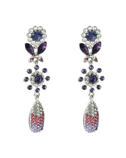 Baroque Fashion Flower Design Purple Women Dangle Wholesale Earrings