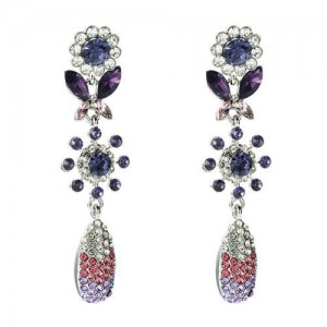 Baroque Fashion Flower Design Purple Women Dangle Wholesale Earrings