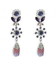 Baroque Fashion Flower Design Purple Women Dangle Wholesale Earrings