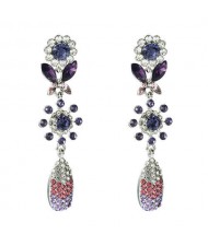 Baroque Fashion Flower Design Purple Women Dangle Wholesale Earrings