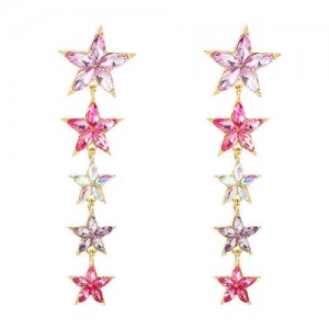 Colorful Stars String Design Bling Fashion Korean Style Wholesale Earrings