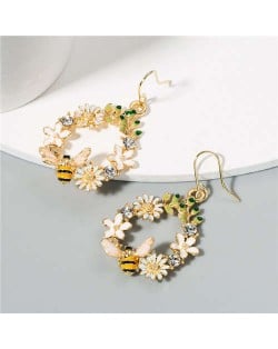 Bee and Flowers Pastoral U.S. Fashion Women Wholesale Hoop Earrings