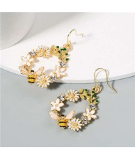 Bee and Flowers Pastoral U.S. Fashion Women Wholesale Hoop Earrings